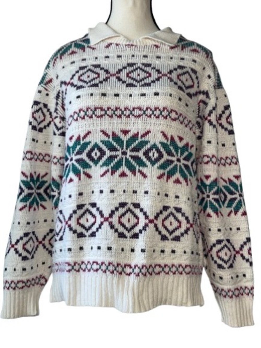 Women’s Vintage Alfred Dunner Fair Isle Snowflake Design Knit Sweater. Size-Med